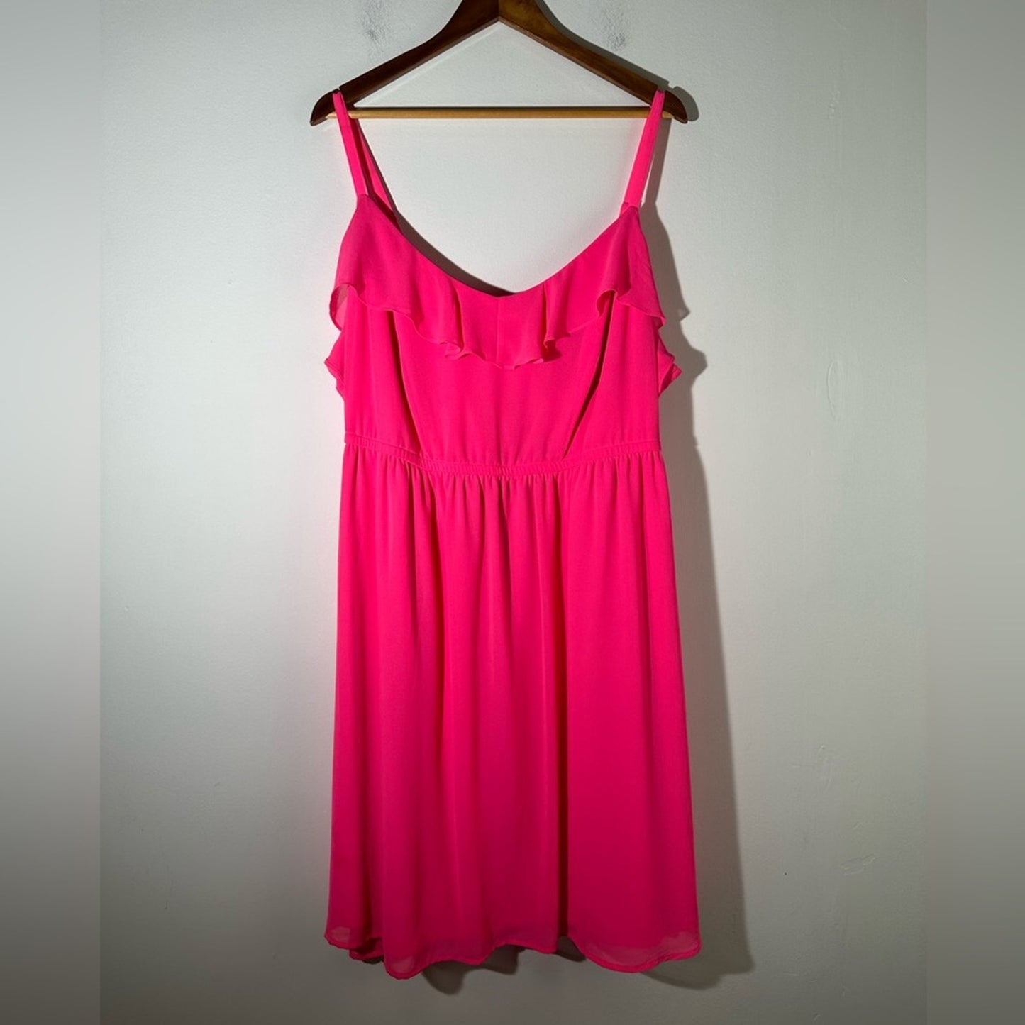 NWT Torrid Hot Pink Chiffon Ruffled Skater Dress