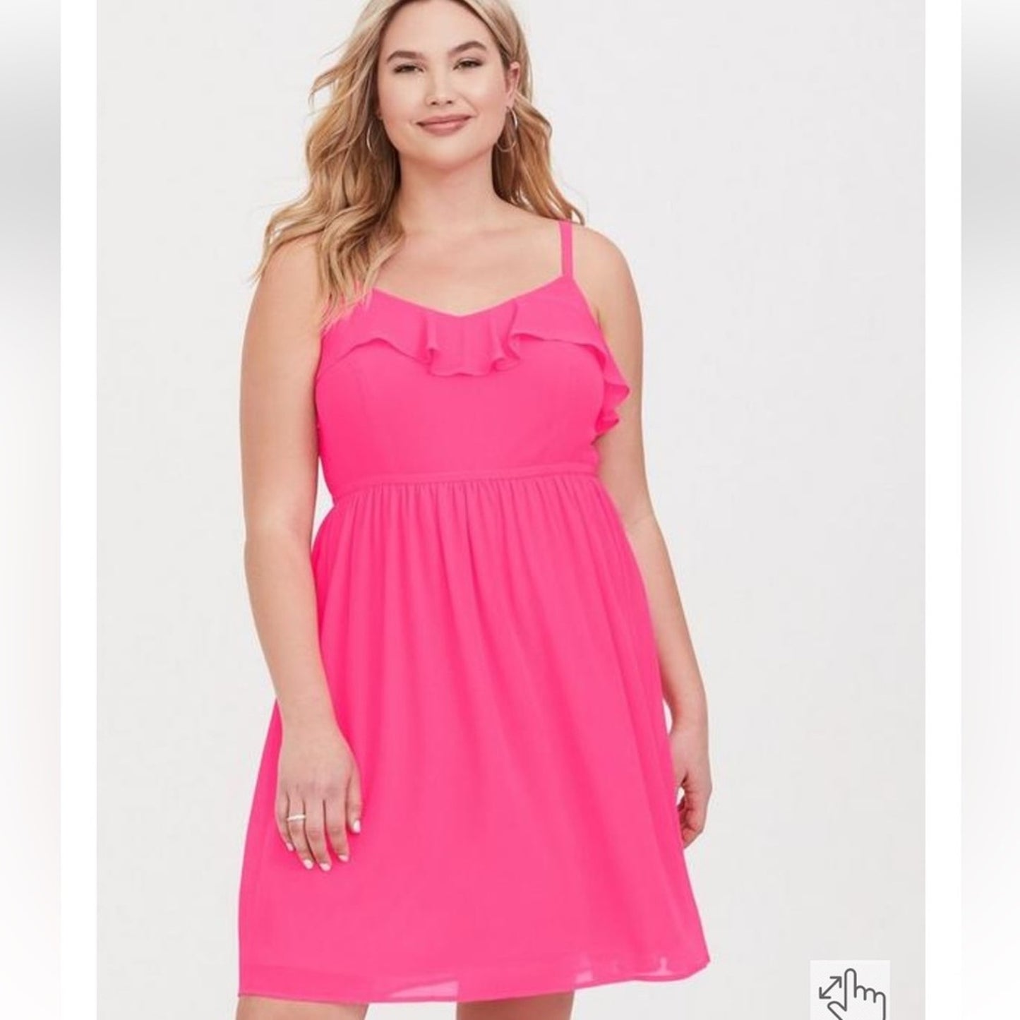 NWT Torrid Hot Pink Chiffon Ruffled Skater Dress