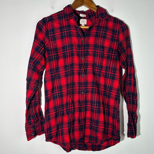 J. Crew Boy Fit Plaid Flannel Button Down Top