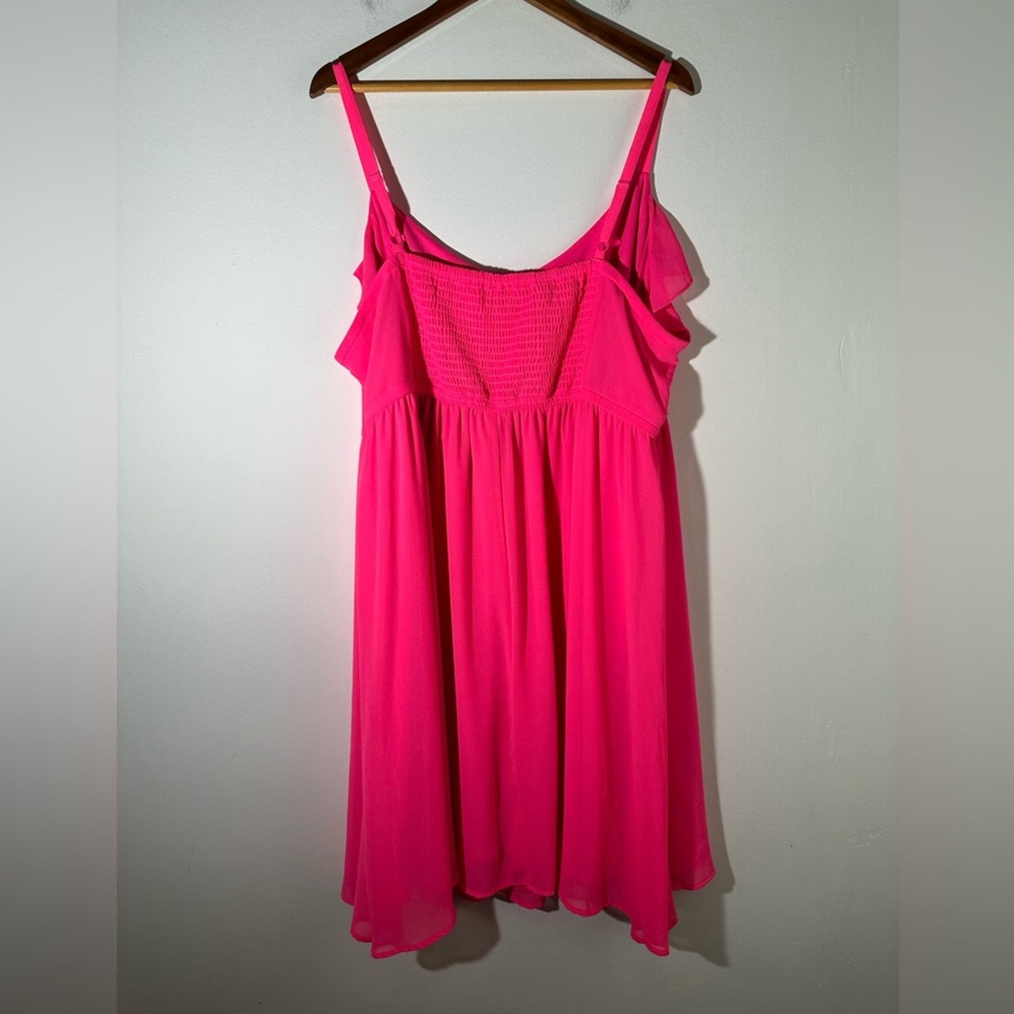 NWT Torrid Hot Pink Chiffon Ruffled Skater Dress