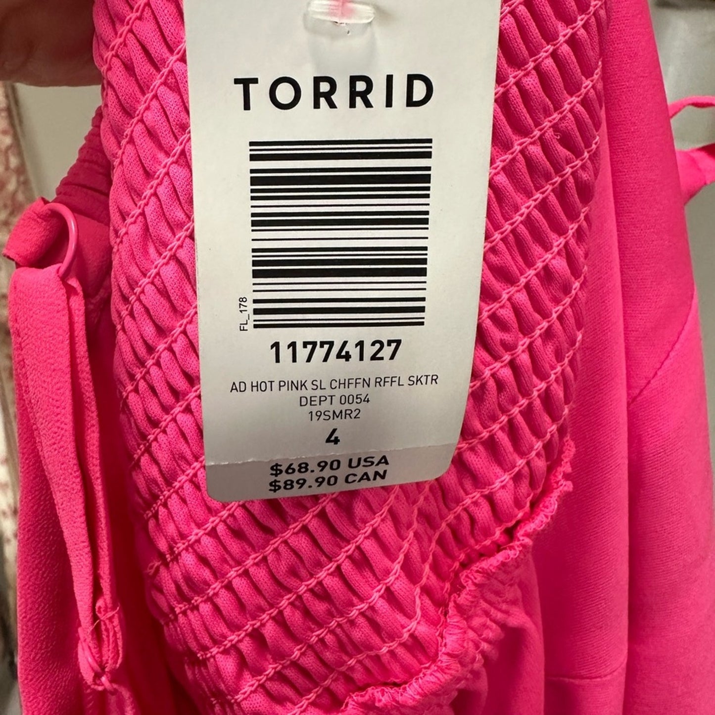 NWT Torrid Hot Pink Chiffon Ruffled Skater Dress