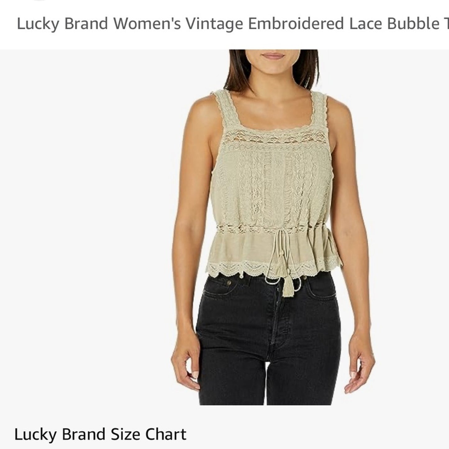 Lucky Brand Embroidered Vintage Lace Tank Top