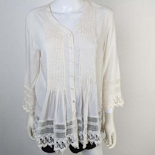 Coldwater Creek Tuxedo Lace Top