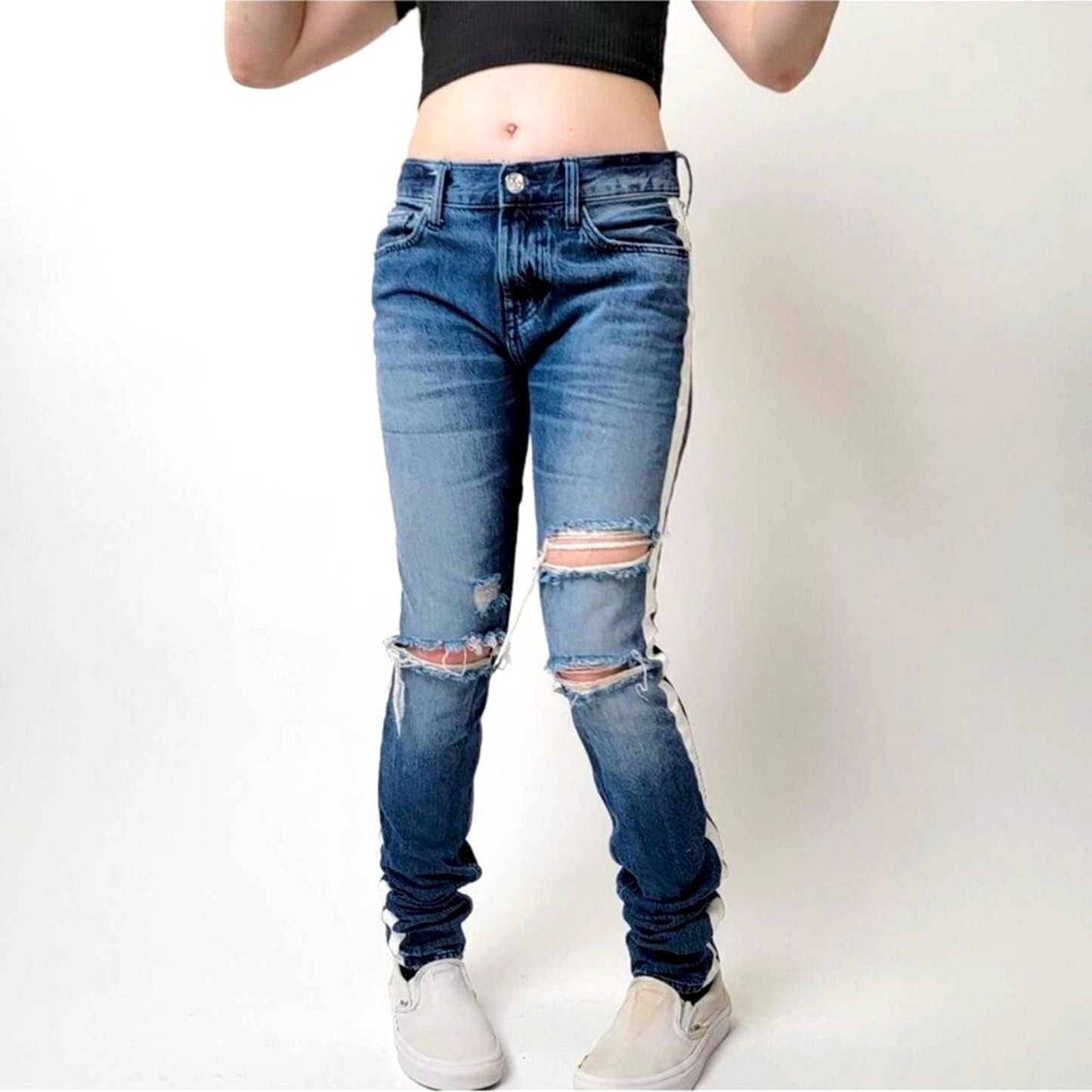 PacSun Vertical Stretch Stacked Skinny Handmade Striped Jeans