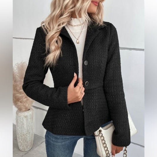 SHEIN Clasi Button Front Peplum Jacket