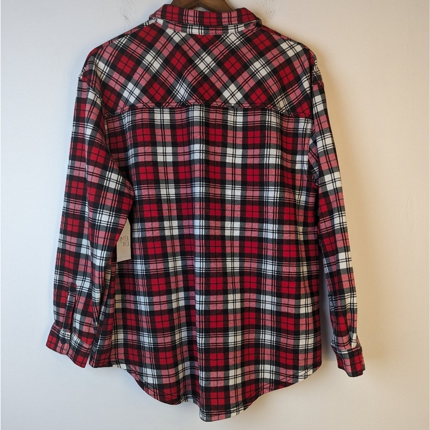 NWT Plaid Stretch Button Front Shirt Large