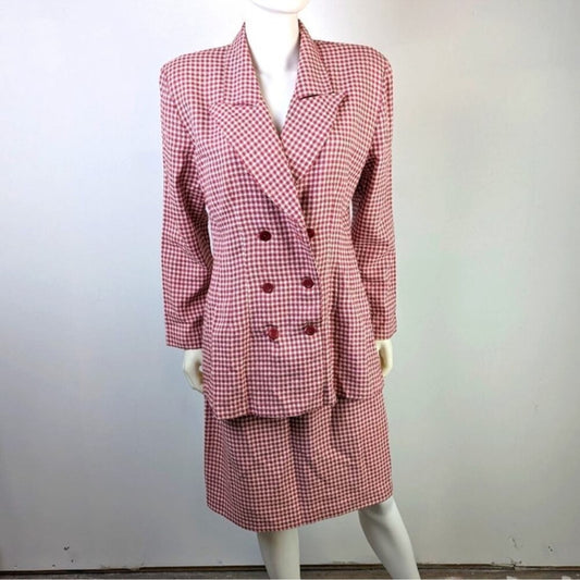 Vintage 80’s Gingham Print Power Suit