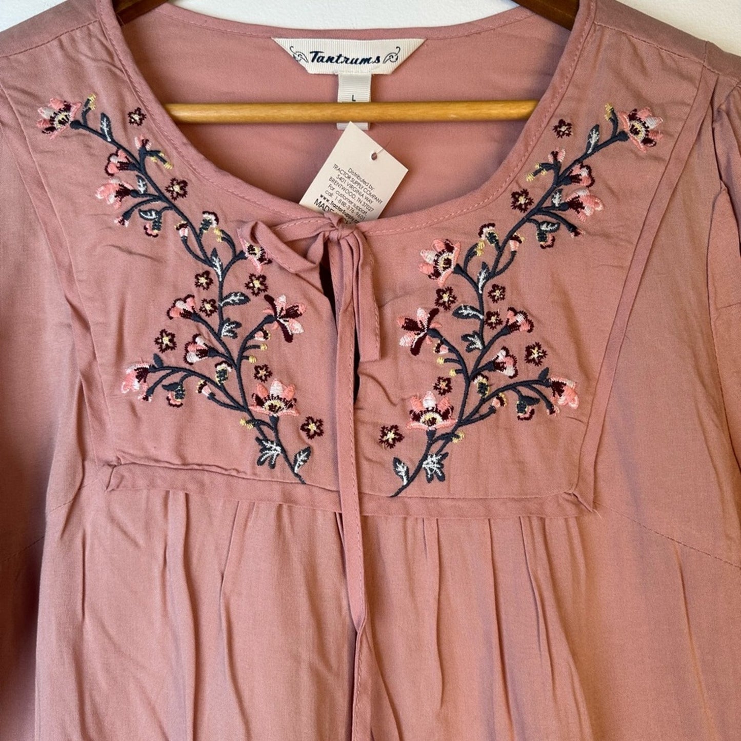 NWT Tantrums Embroidered Peasant Top