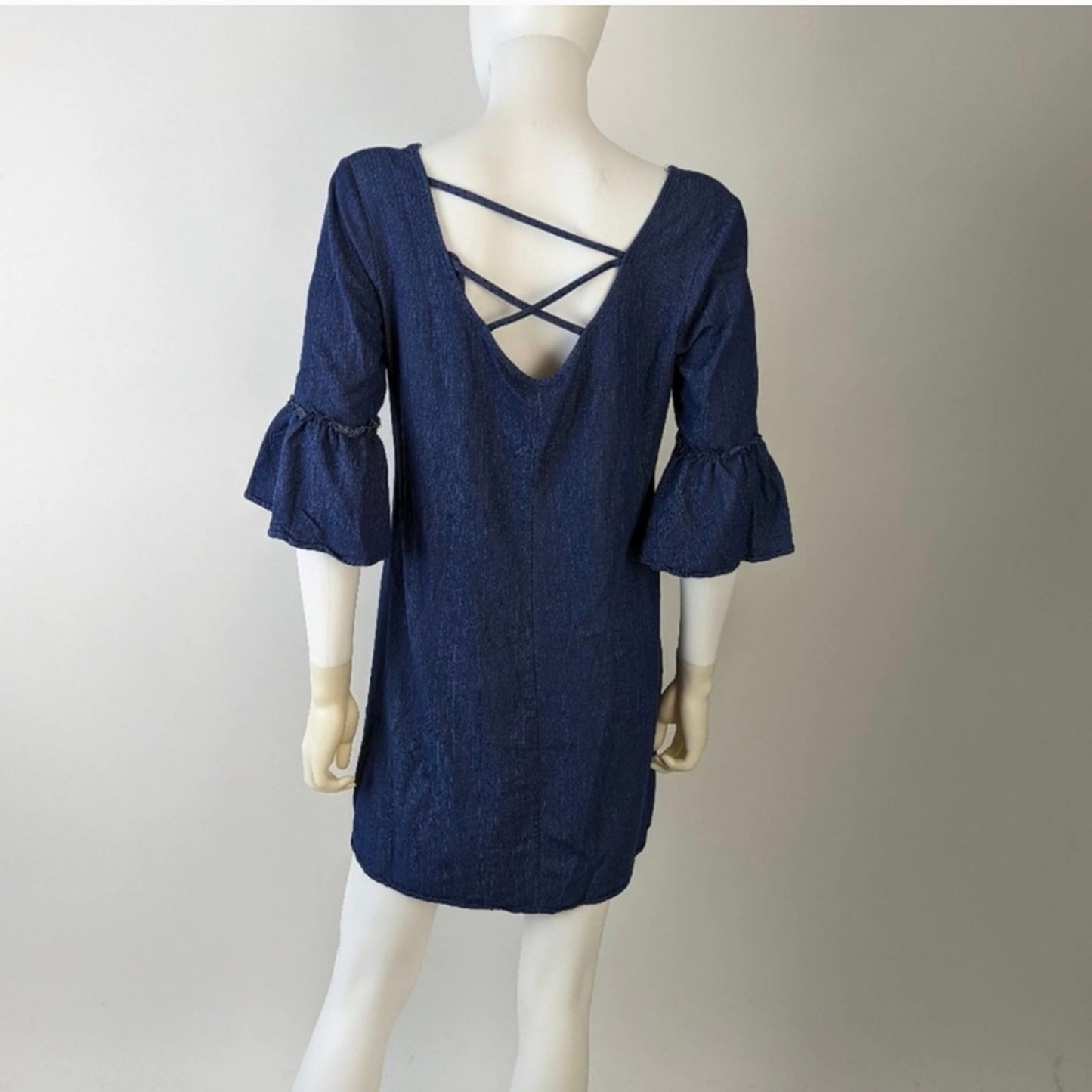 Naif Bell Sleeves Jean Dress - Small