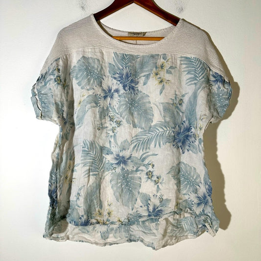 LUNGO  L’Arno Linen  Blue Floral Top