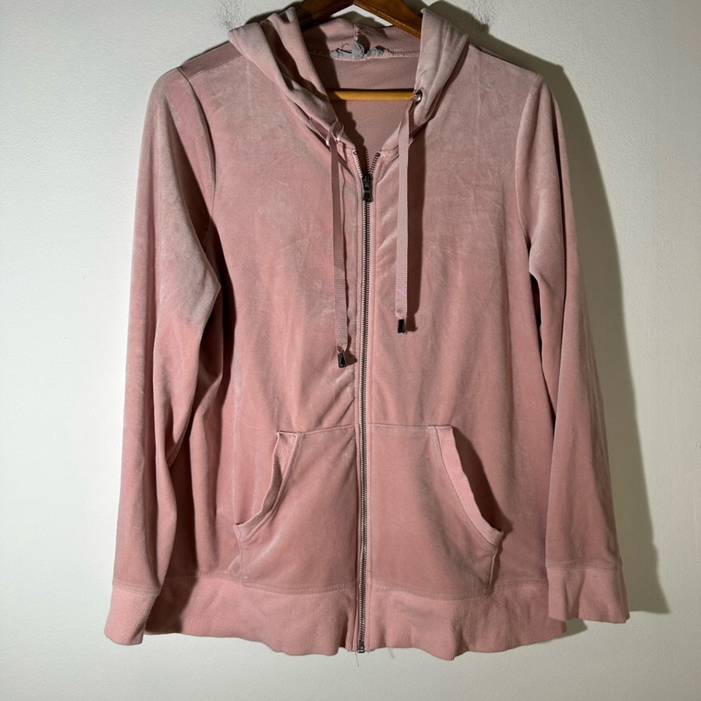 Spense Sport Velvet Hooded Zip Up Pink Jacket