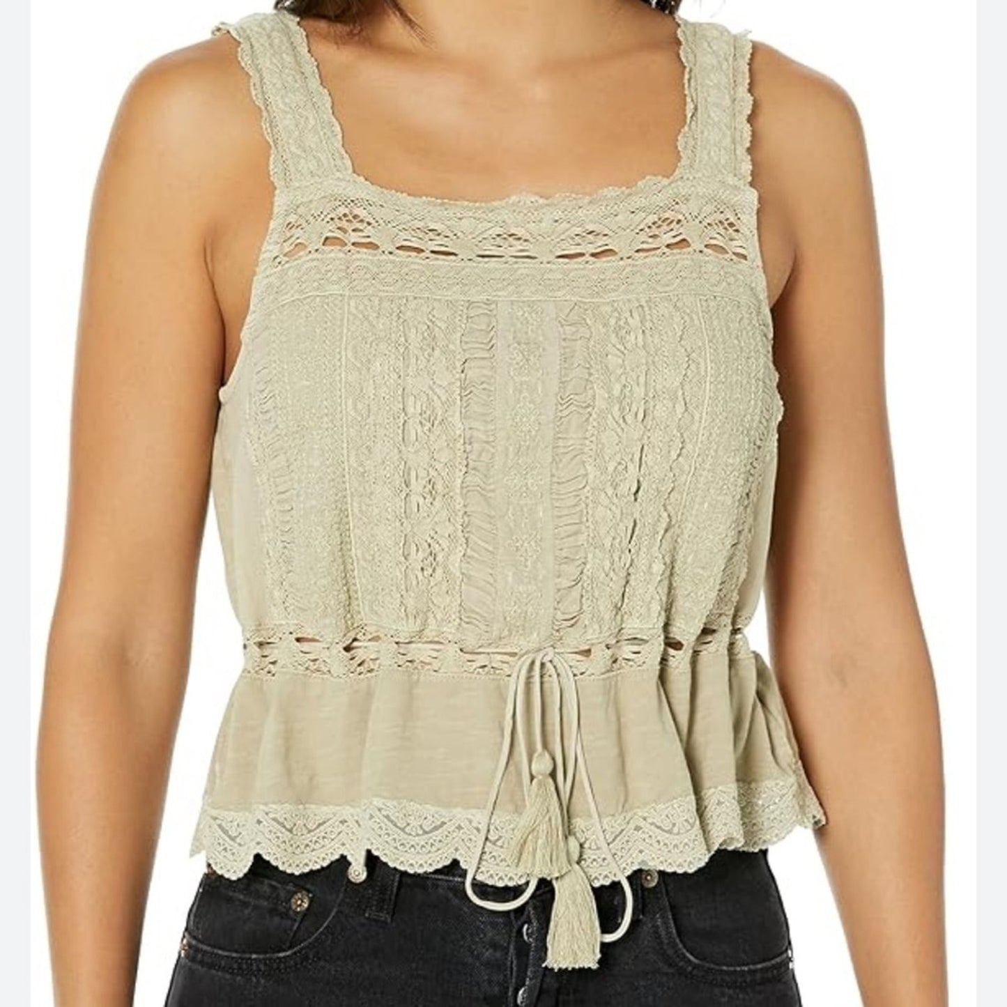 Lucky Brand Embroidered Vintage Lace Tank Top