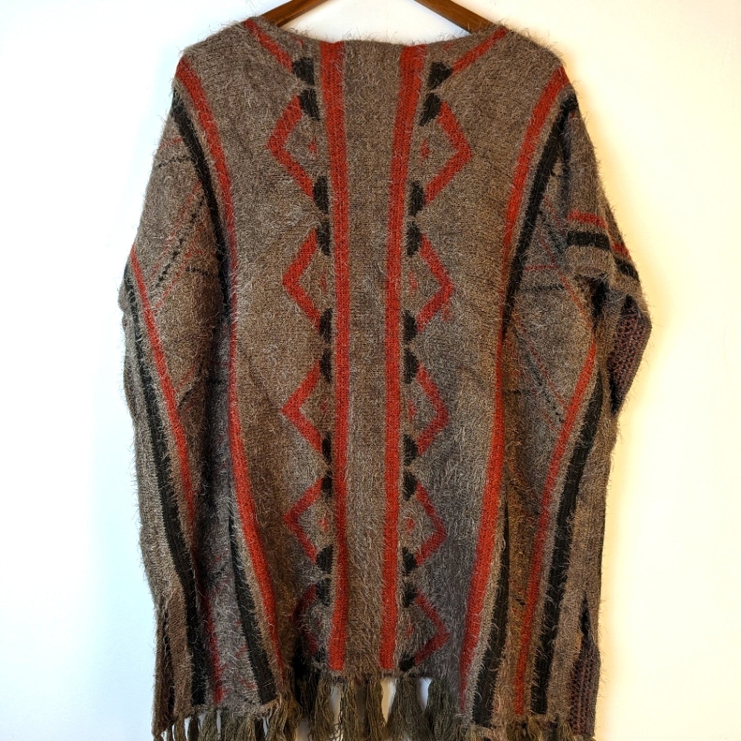 Janice Boho Fringe Poncho - One Size