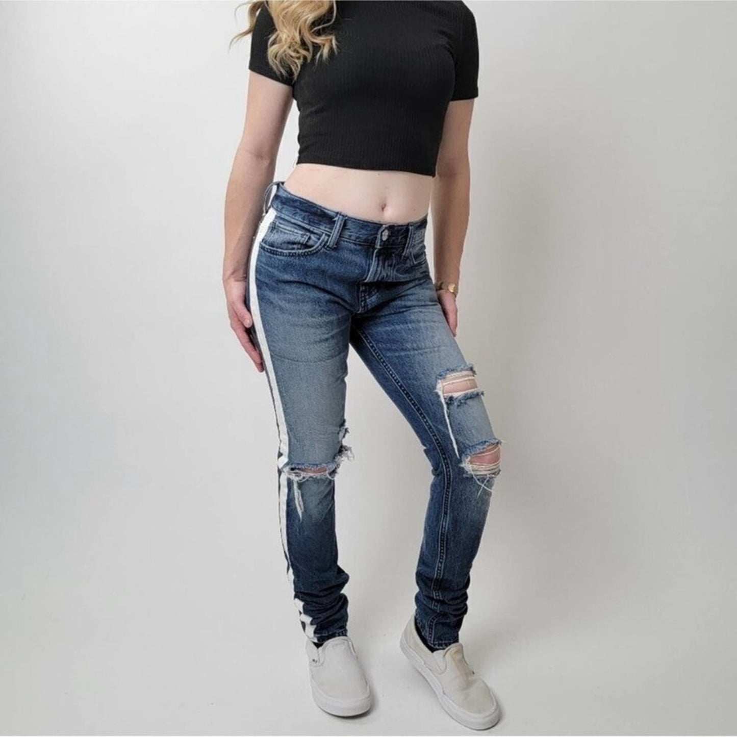 PacSun Vertical Stretch Stacked Skinny Handmade Striped Jeans