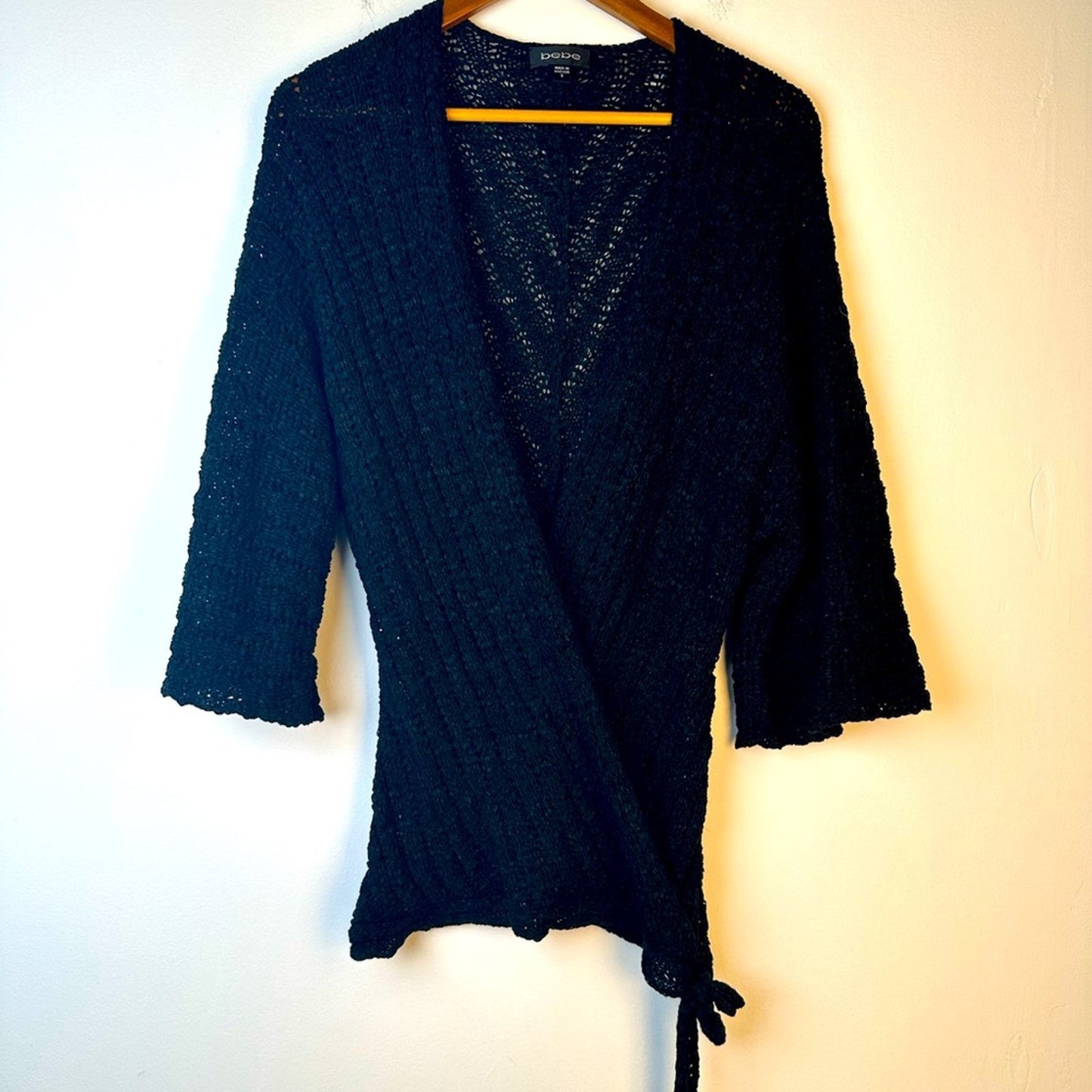 Bebe Oversized Mesh Wrap Cardigan