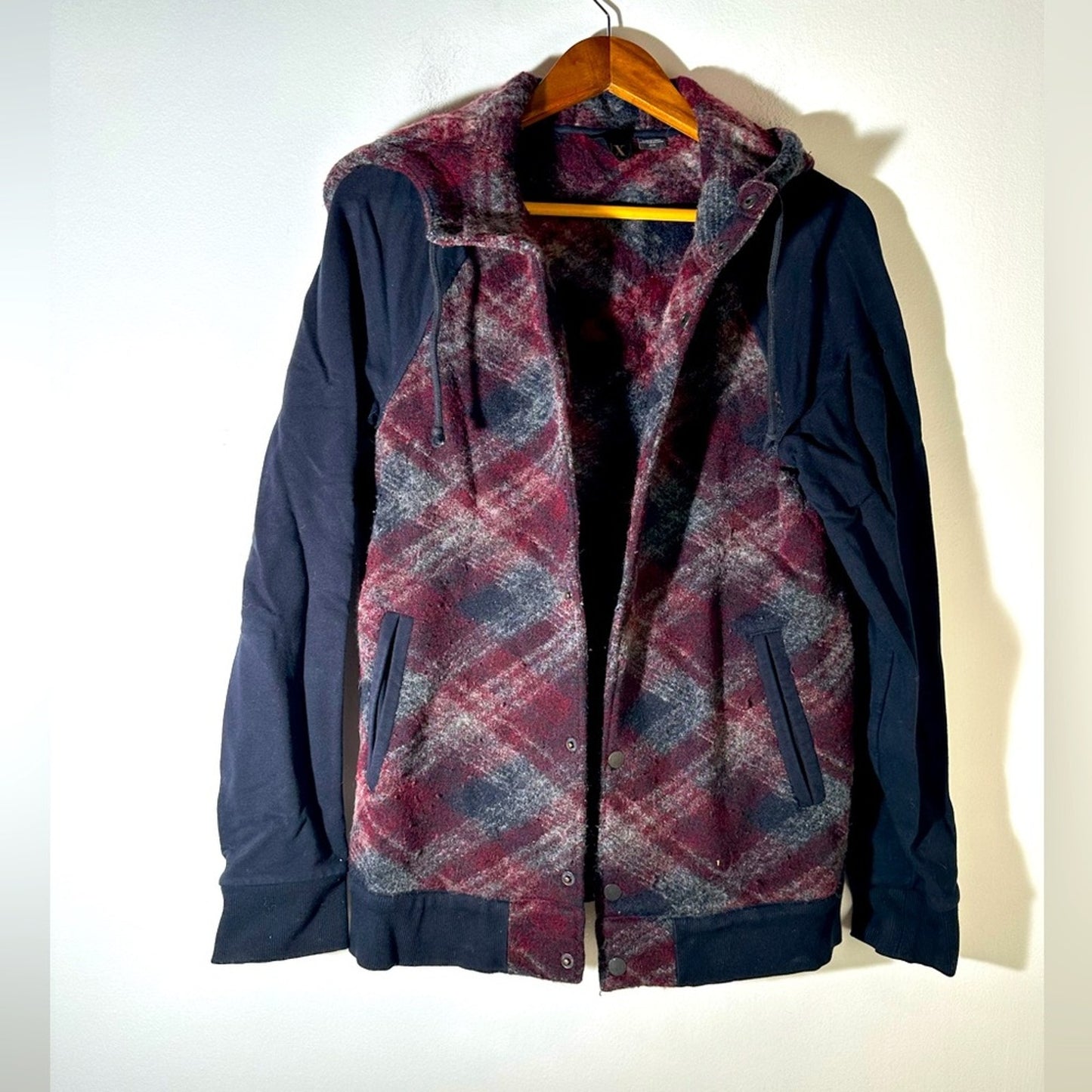 Armani Exchange Wool Plaid Bomber Jacket