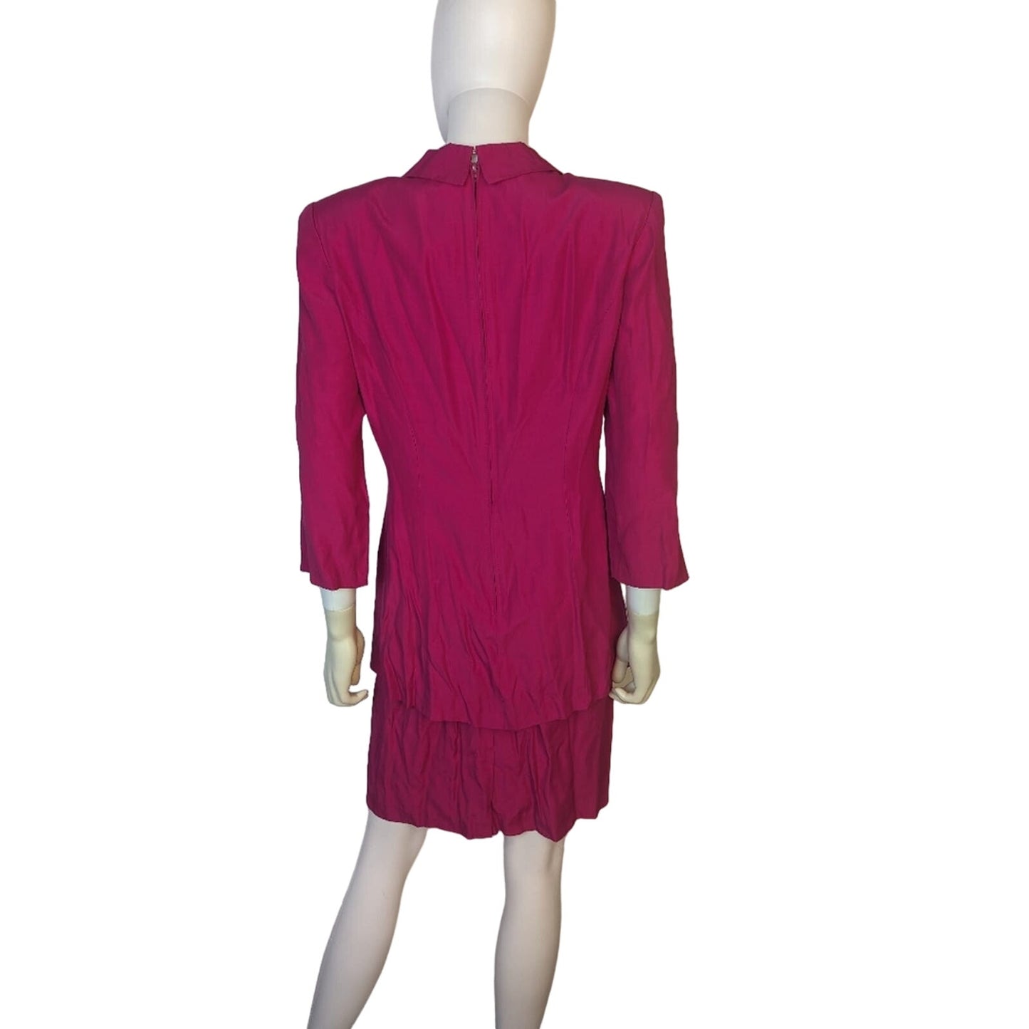 Vintage Hot Pink  Puff Sleeve Dress - Medium