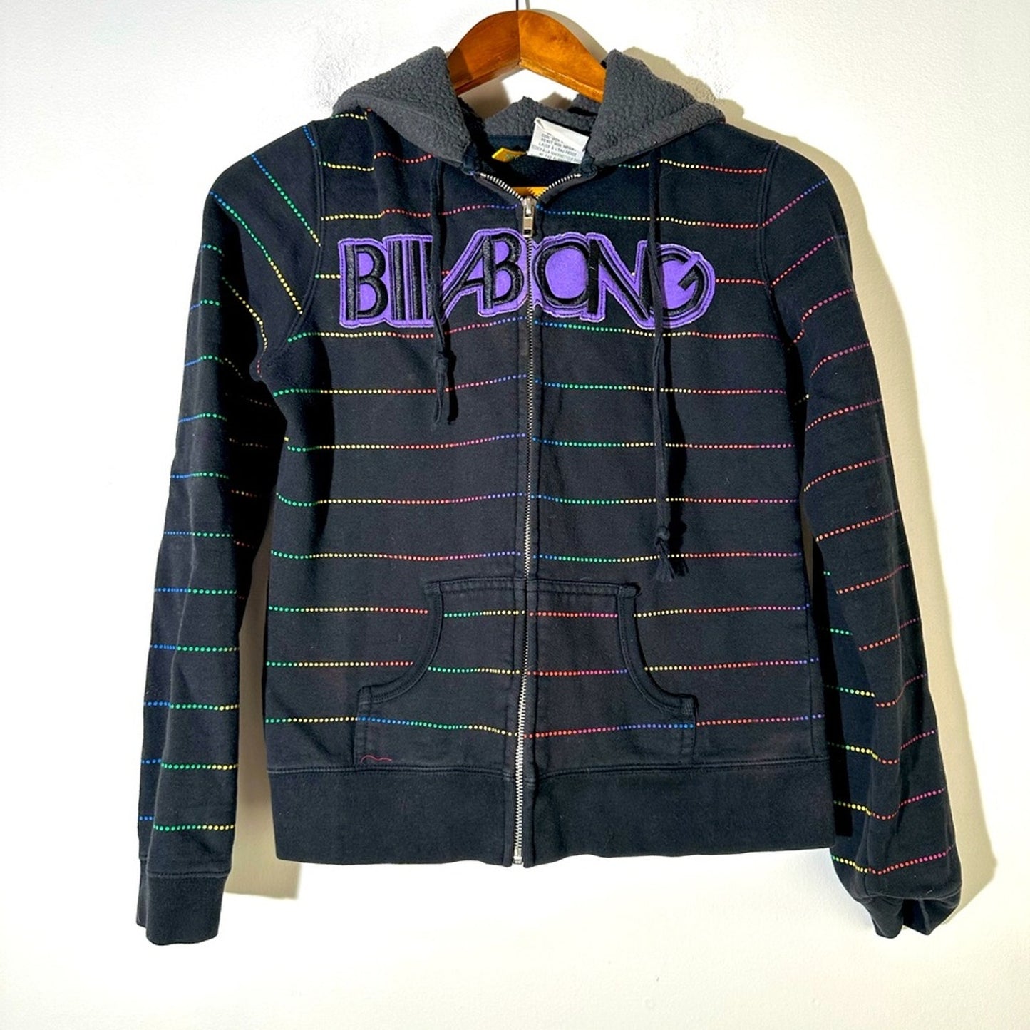 Billabong Rainbow Striped Hooded Zip Up Jacket