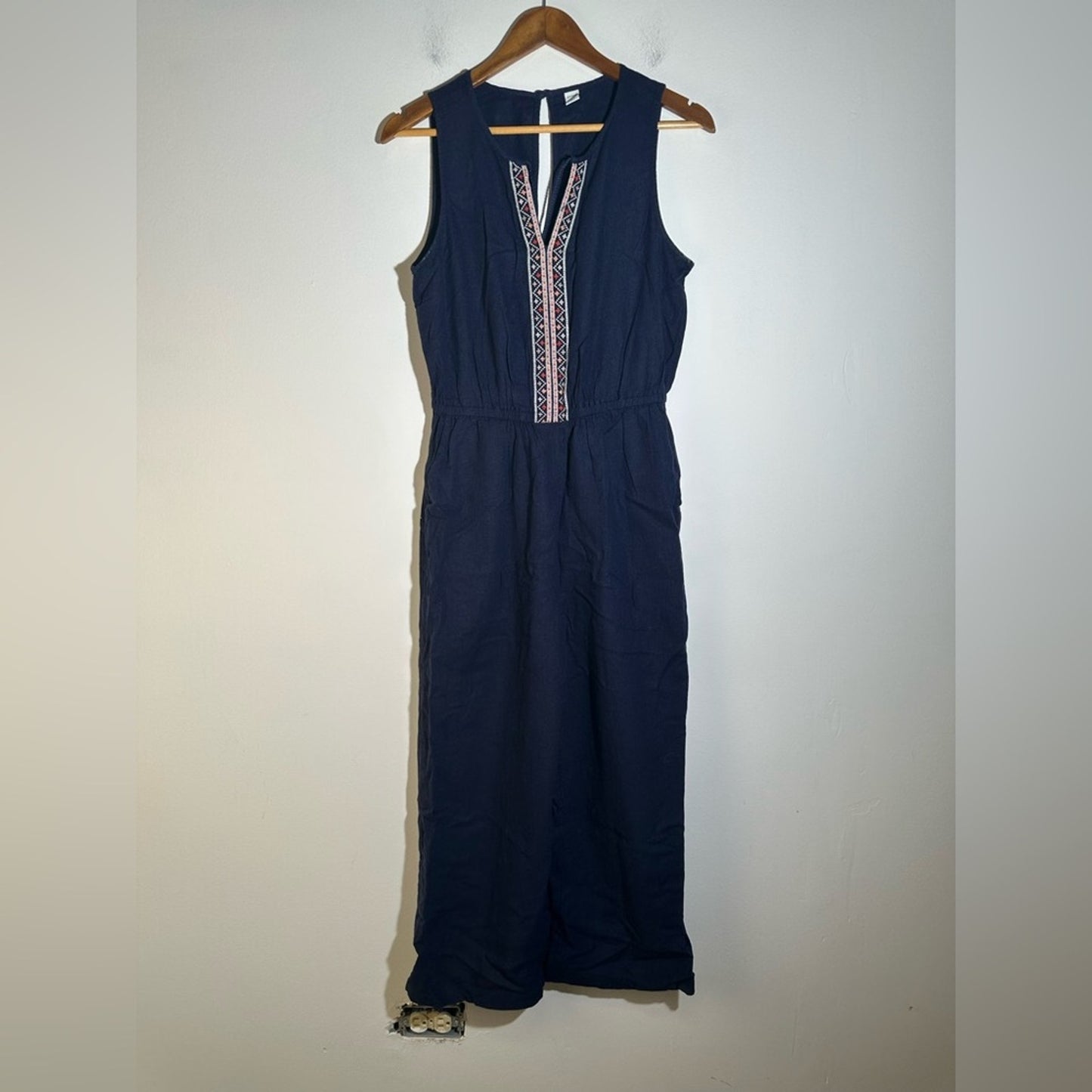 Old Navy Tassel Tie Wide Leg Linen Jumpsuit