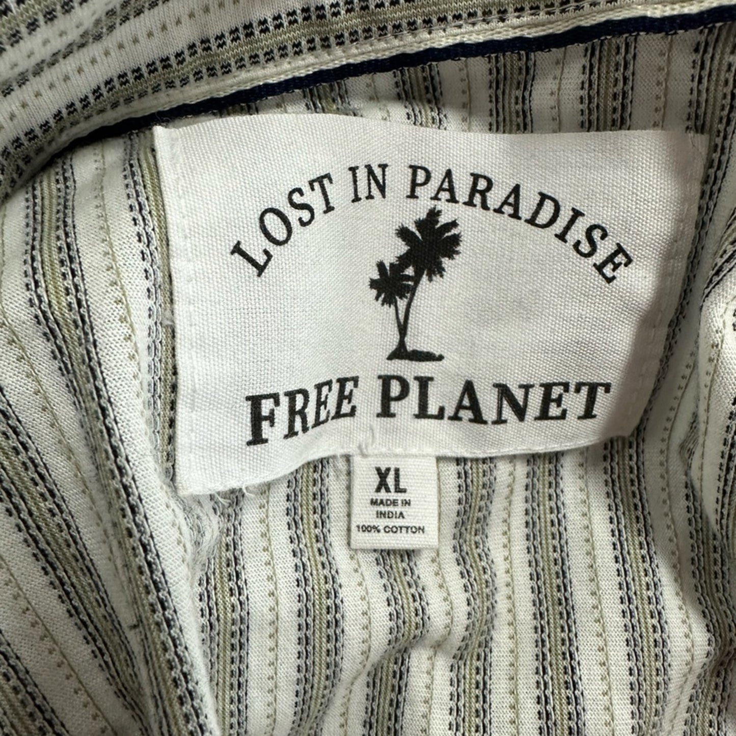 Lost in Paradise Men’s Striped Button Down Shirt