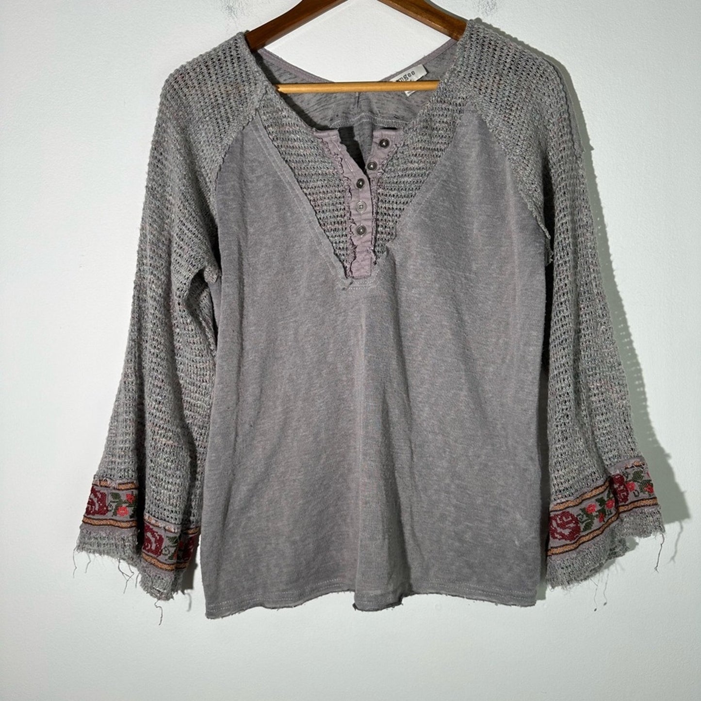 Umgee Boho Bell Sleeve Embroidered Top