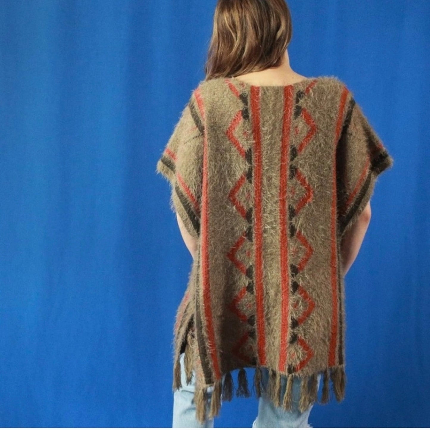 Janice Boho Fringe Poncho - One Size