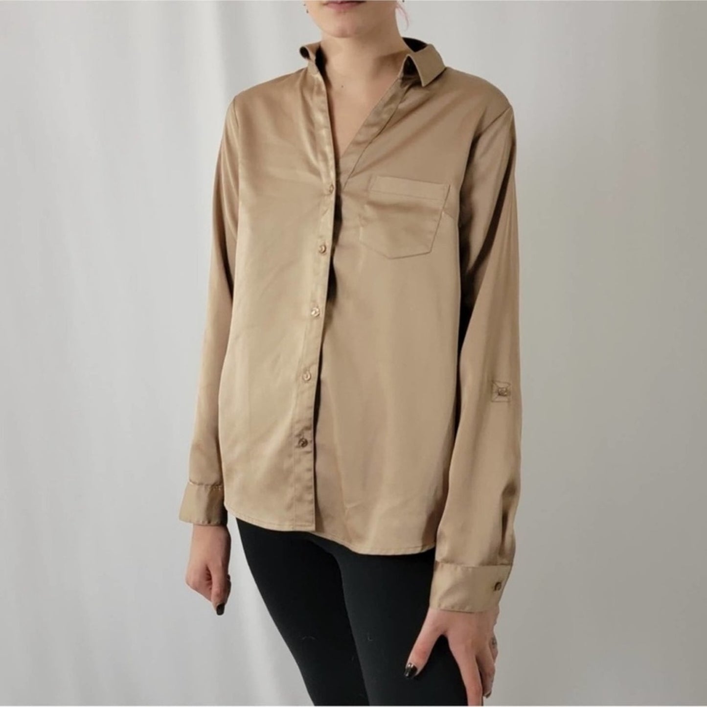 The Limited Satin Button Front Top