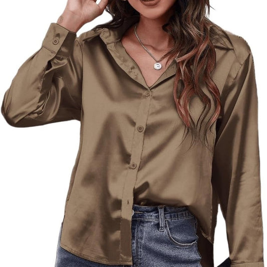 The Limited Satin Button Front Top