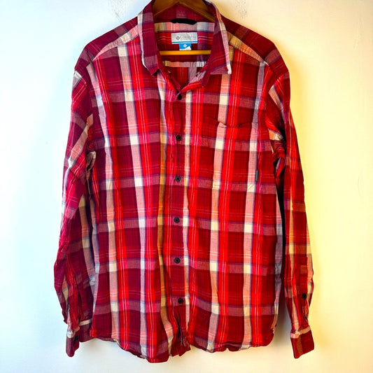 Columbia Red Plaid Button Front Shirt