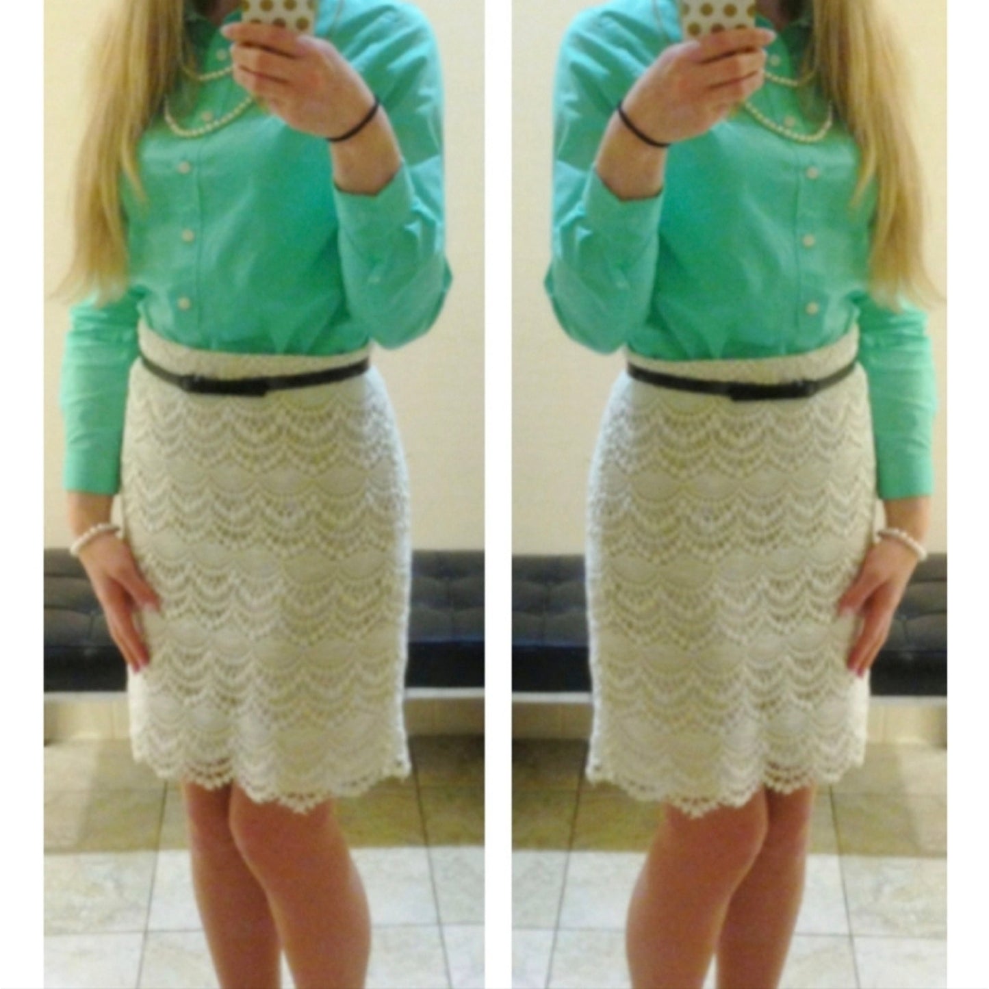 Lace Scalloped Pencil Skirt - 8