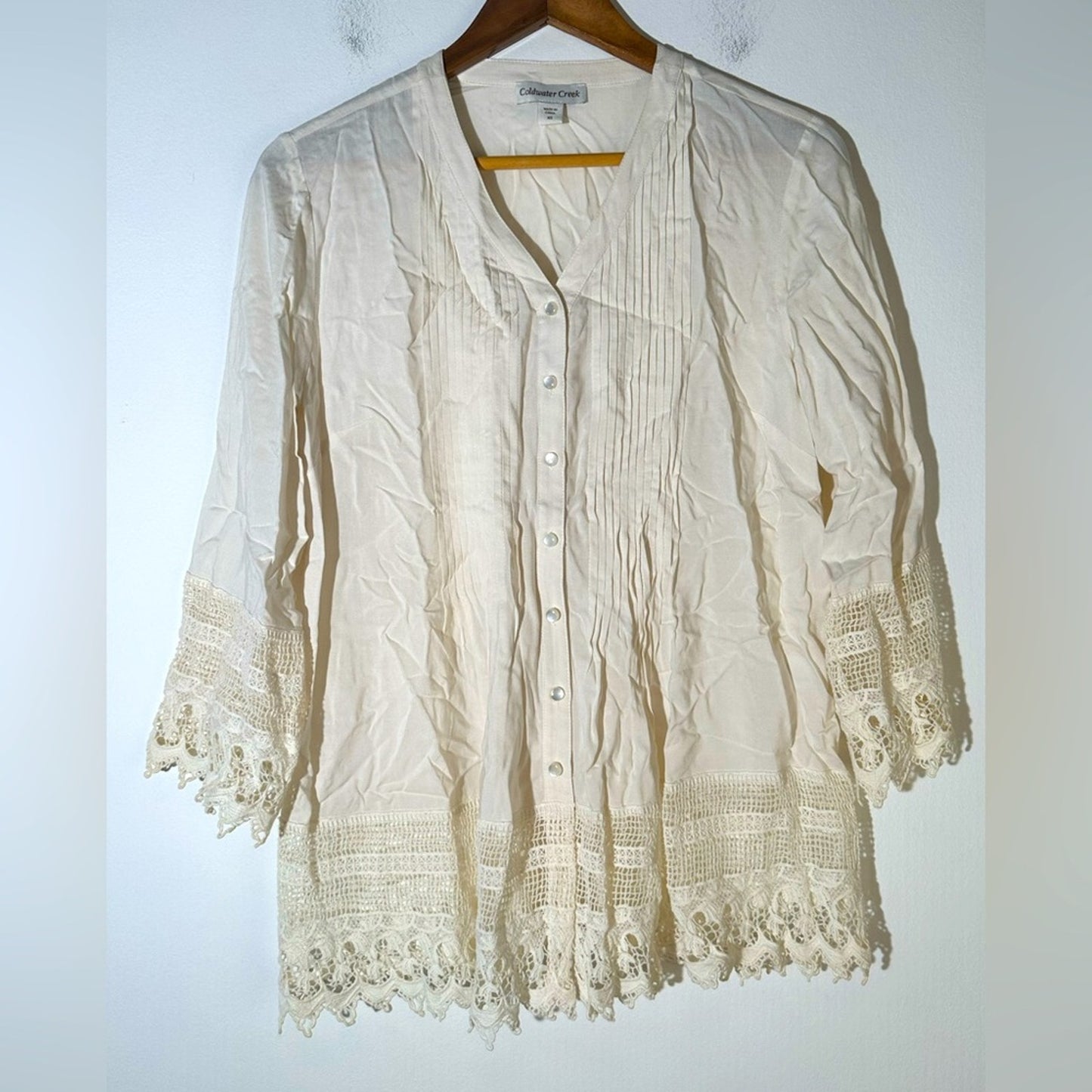 Coldwater Creek Tuxedo Lace Top