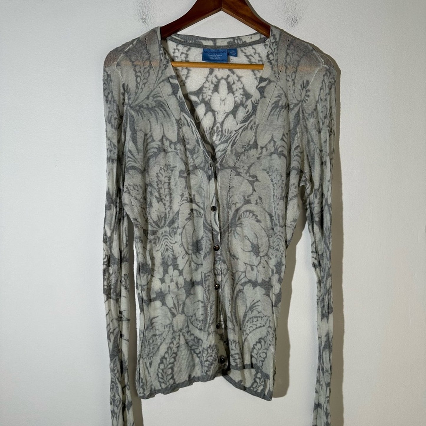 Simply Vera Vera Wang Sheer Watercolor  Floral Cardigan