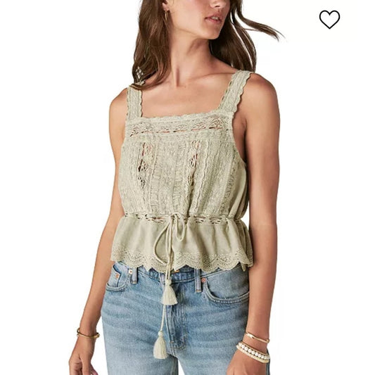 Lucky Brand Embroidered Vintage Lace Tank Top