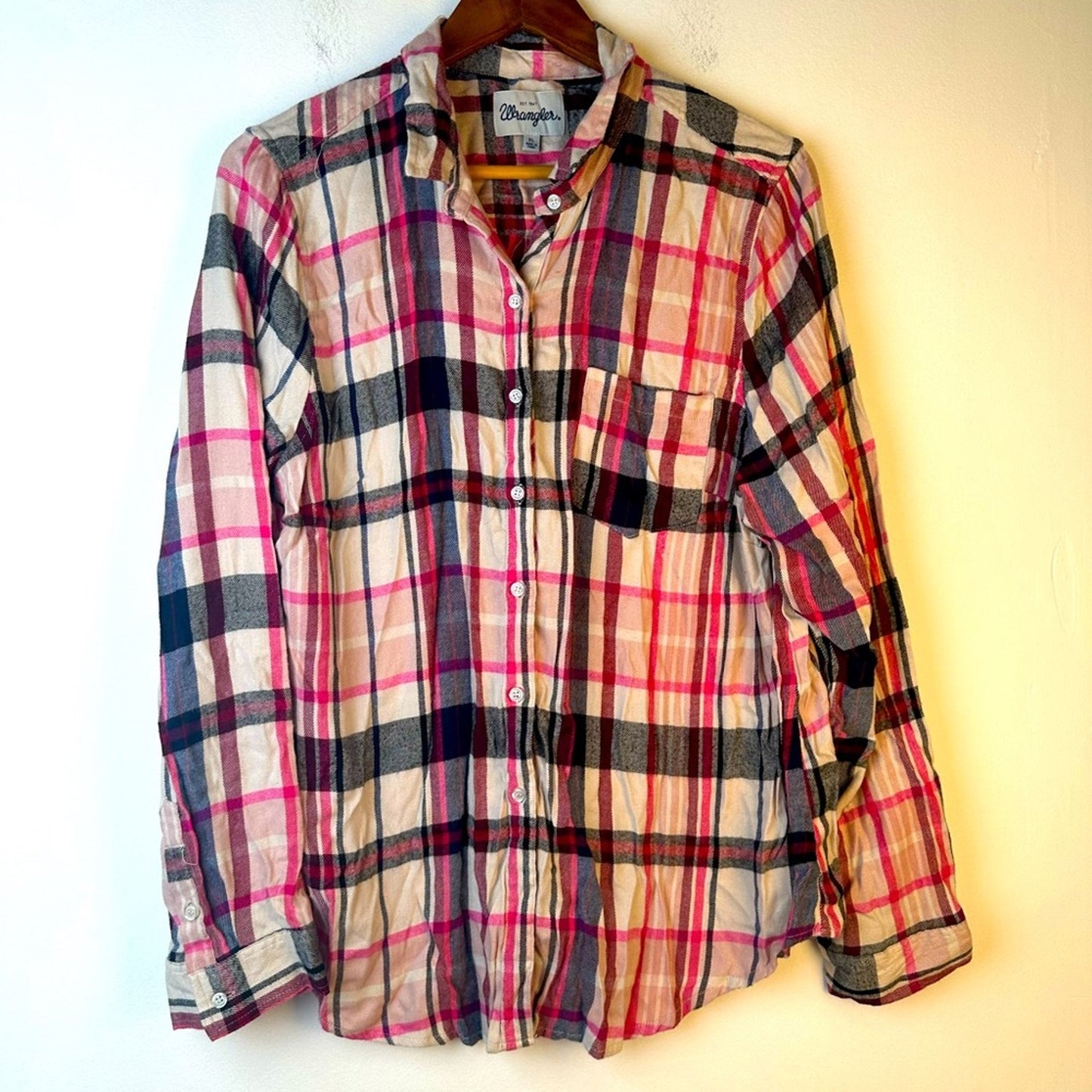 Wrangler Plaid Button Front Top