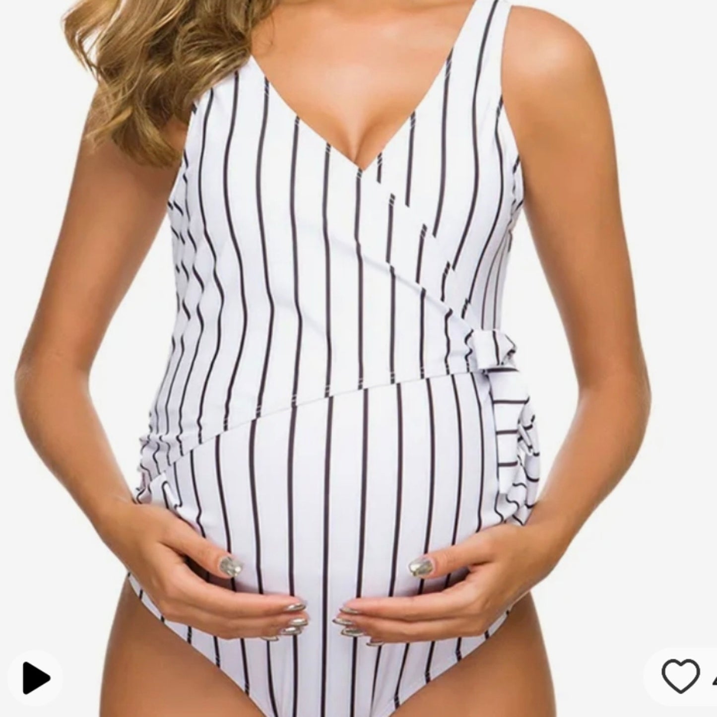 Maternity Swimsuit One Piece Front Tie - Medium