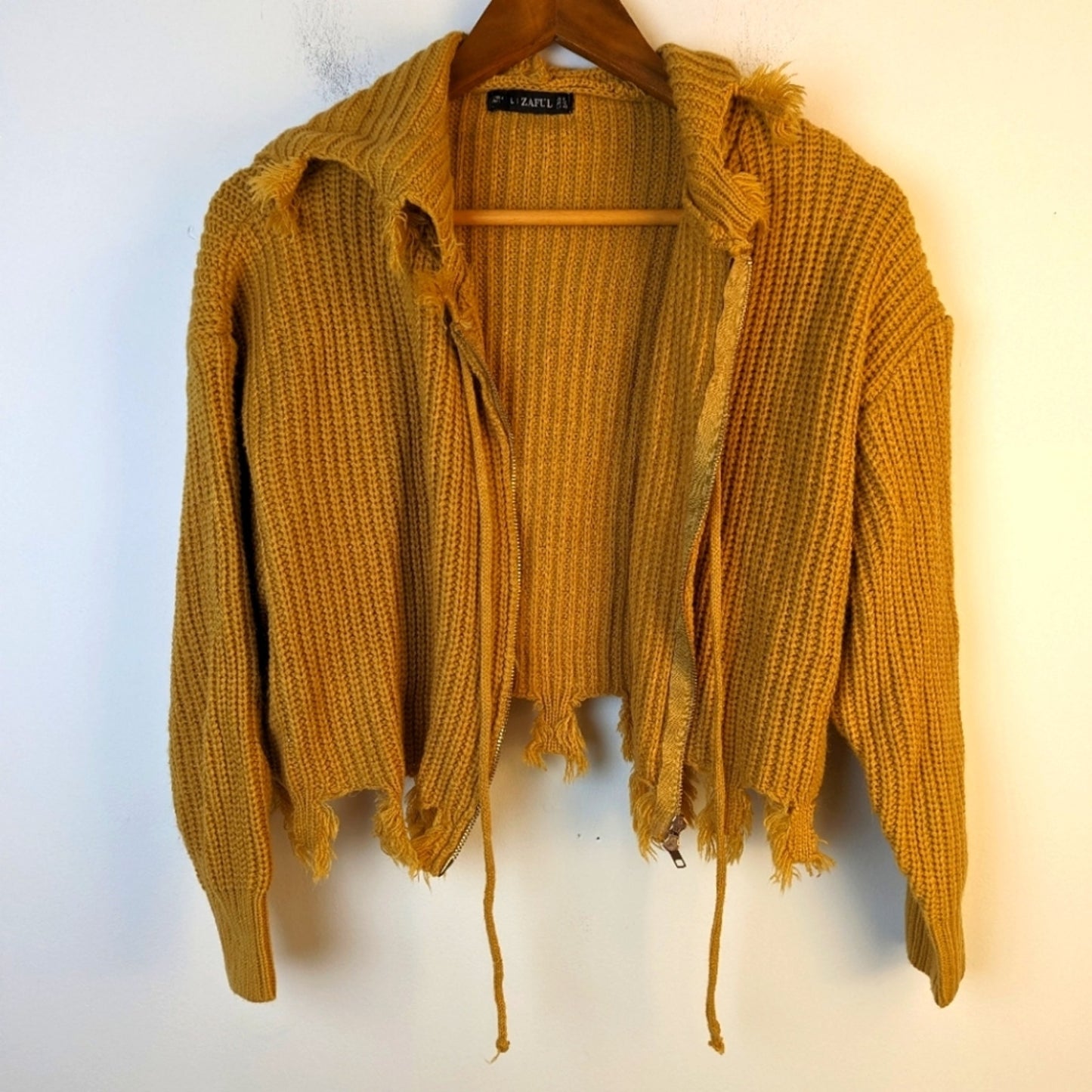 Zaful Fringed Hooded Full Zip Sweater / 8