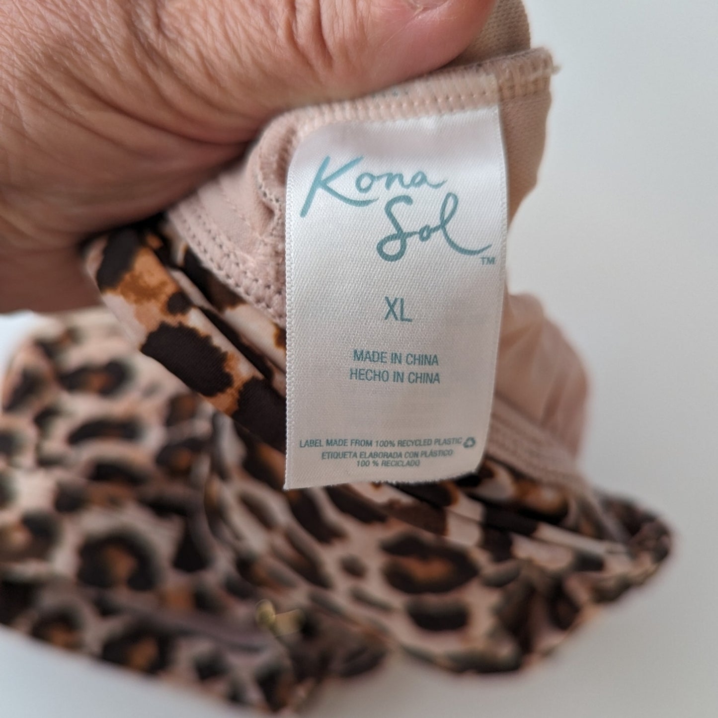 Kona Sol Leopard Print Bikini Top XL