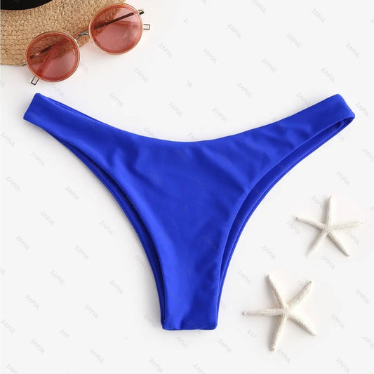 Zaful Solid High Leg Bikini Bottom / Cobalt Blue/ 8