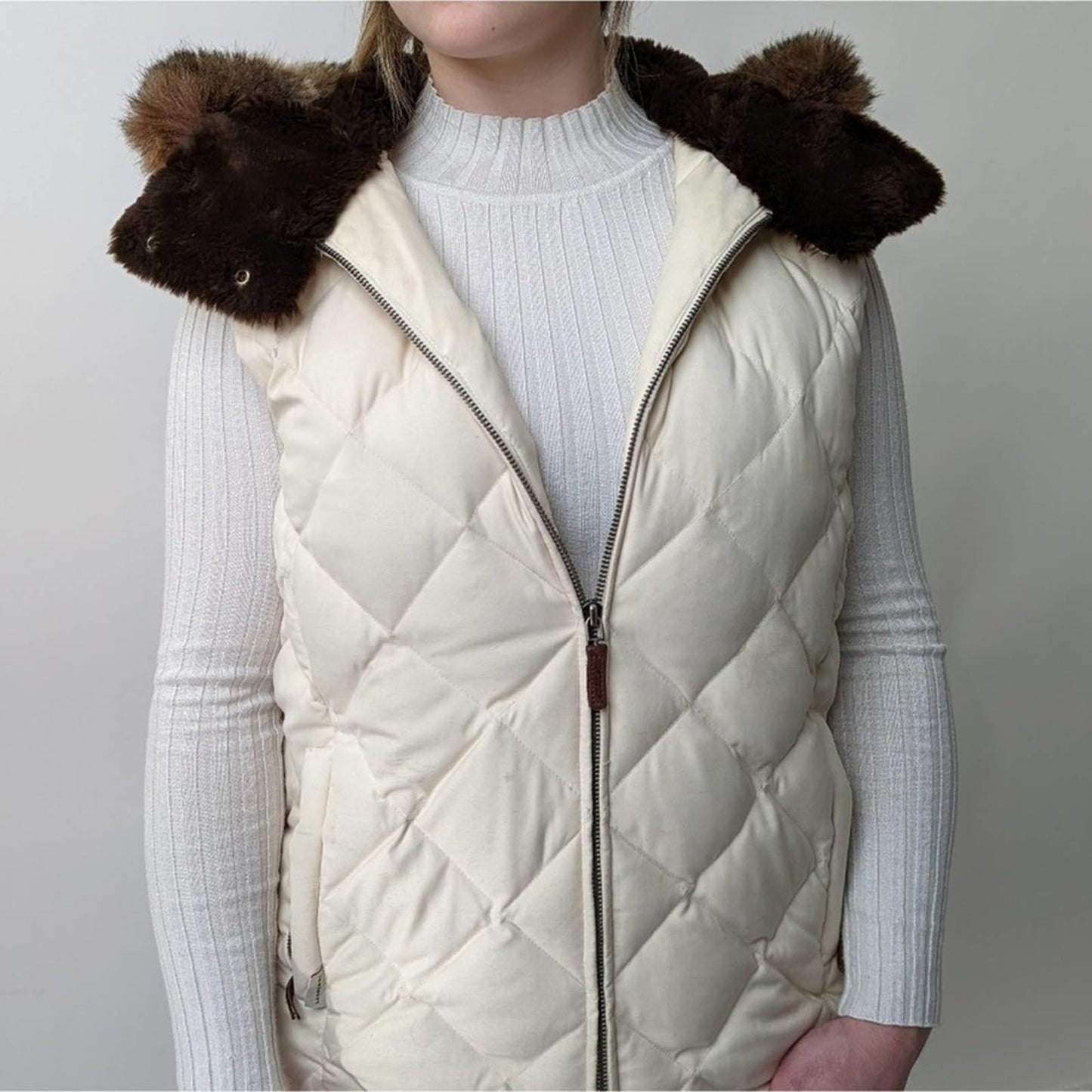 Lauren Ralph Lauren Creamy Quilted Hooded Puffer Vest