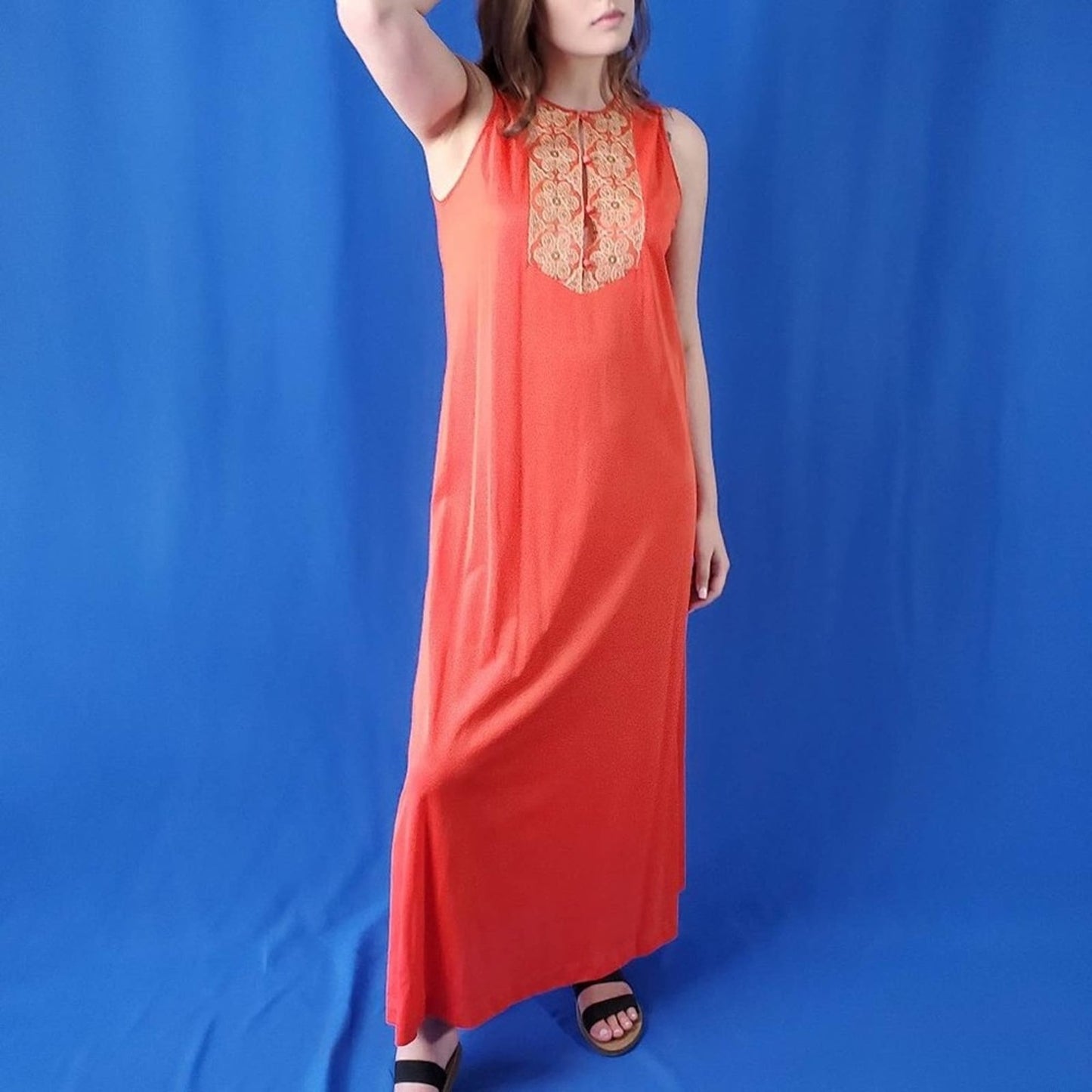 60's Embroidered Gossard Artemis Coral Dress