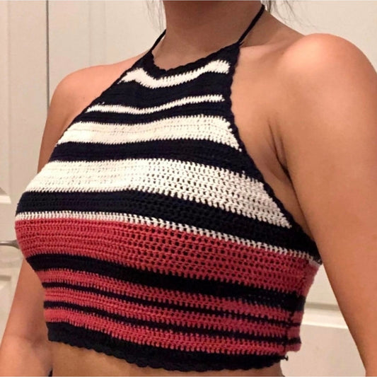 Rue 21 Knit Crochet Halter Top / Small