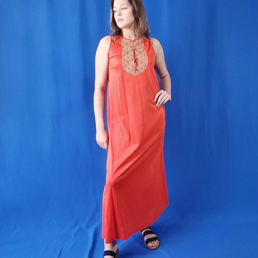 60's Embroidered Gossard Artemis Coral Dress