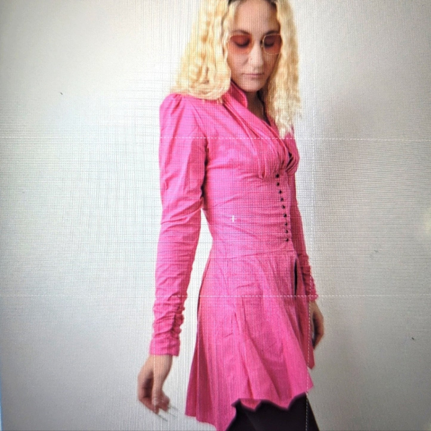 Vintage 80s Hot Neon Pink Frilly Dancers Dress Jacket