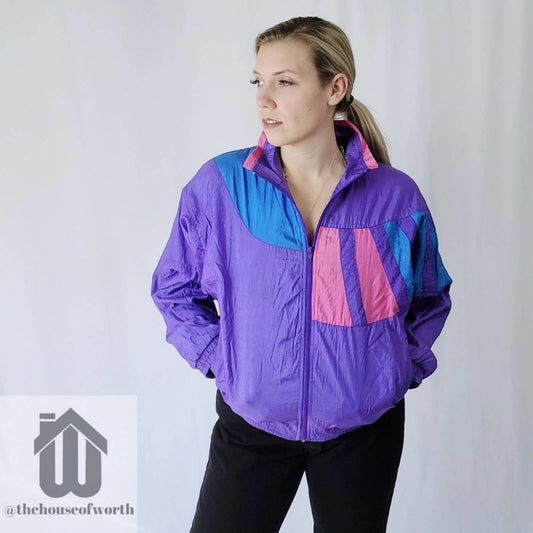 Vintage 90s Color Block Windbreaker Jacket - S