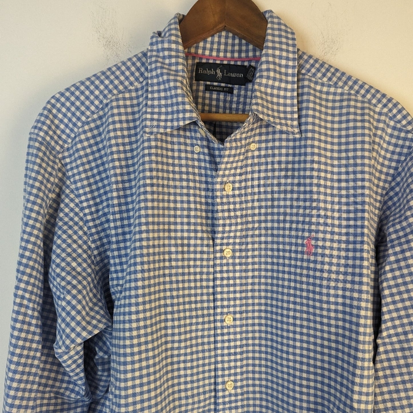 Ralph Lauren Mens Classic Fit Gingham Oxford Shirt / XL