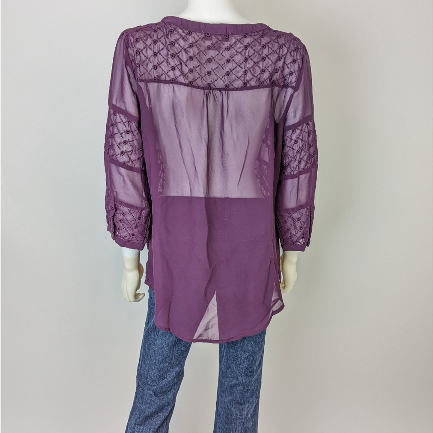 Nine West Sheer Embroidered Tunic M