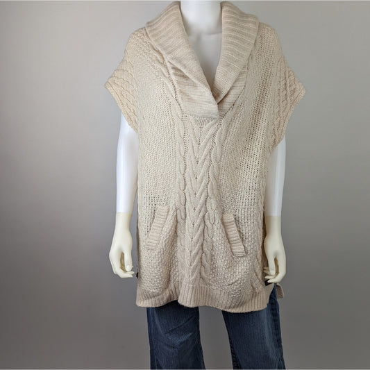 Joan Vass Knit Cream Sleeveless Cashmere Sweater M