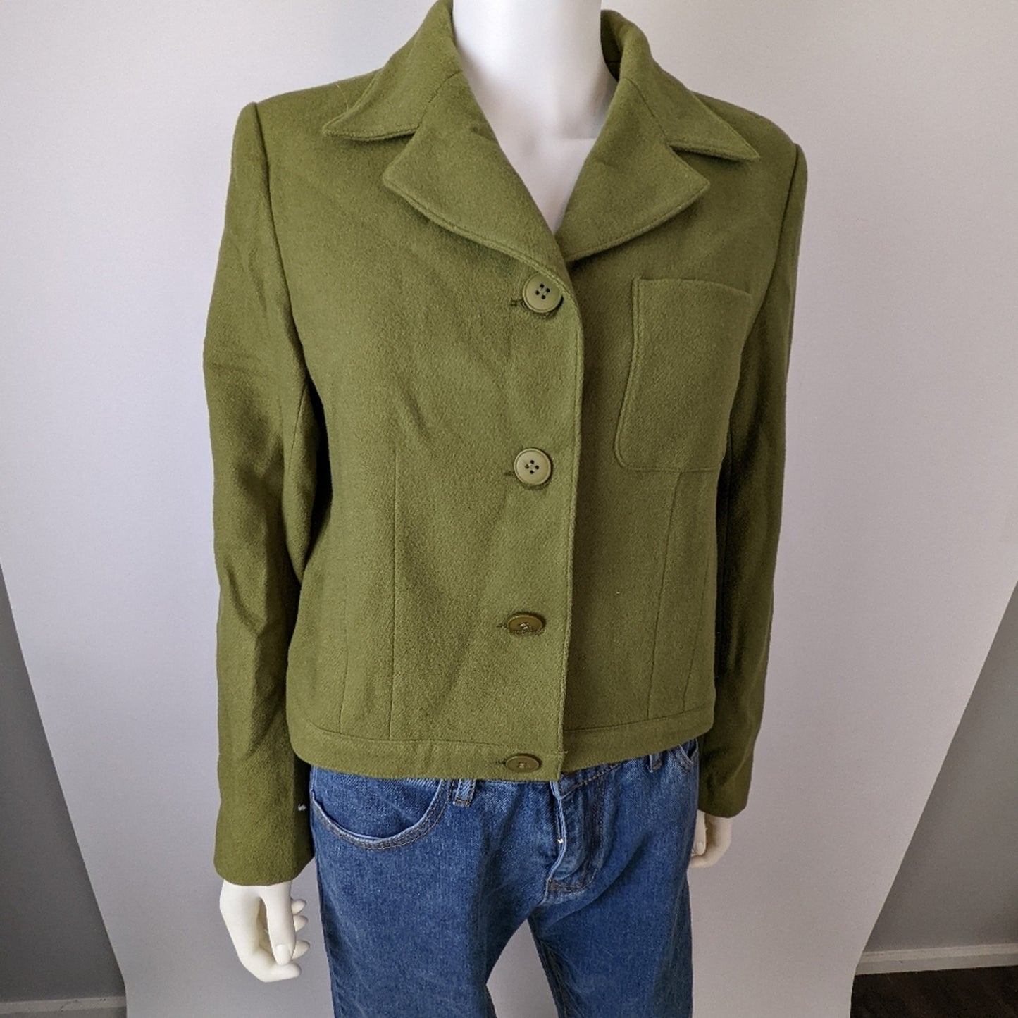 Vintage Green Cropped Wool Jacket 8