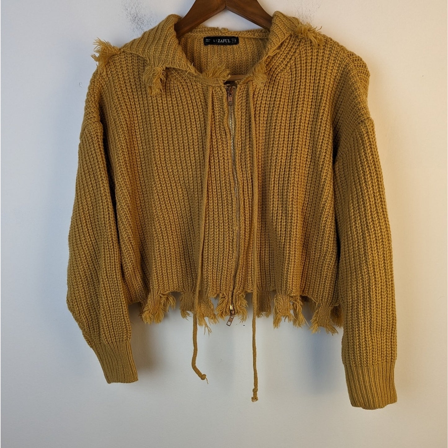 Zaful Fringed Hooded Full Zip Sweater / 8