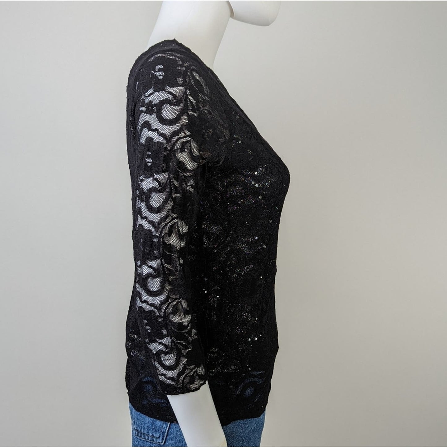 Black Lace Metallic Shirt M